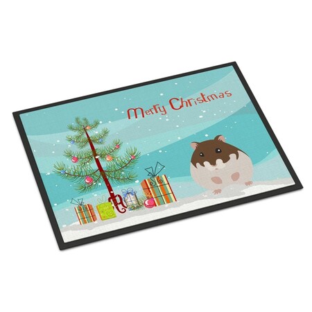 Carolines Treasures 24 x 36 in. Dzungarian Hamster Merry Christmas Indoor or Outdoor Mat CK4452JMAT
